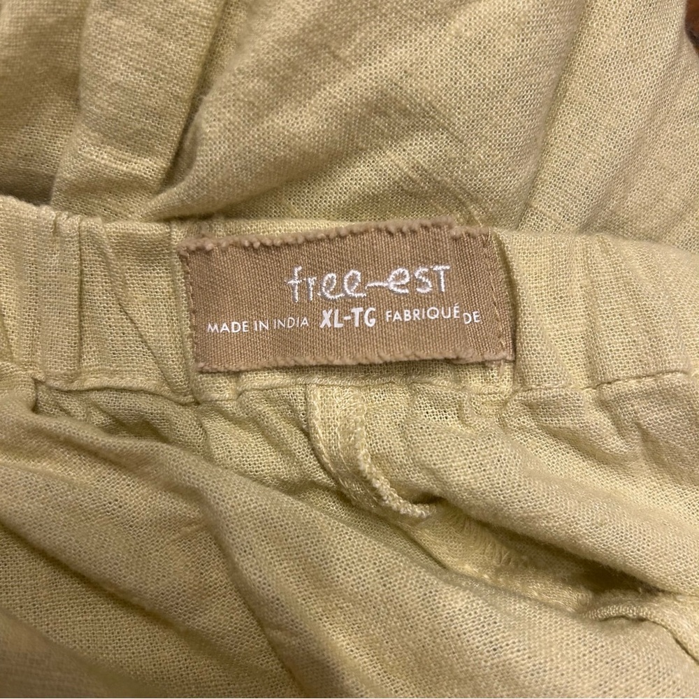 Free People Free-est Yellow/Green Linen Blend Wide Leg Pants Pants, Size XL - Picture 8 of 10